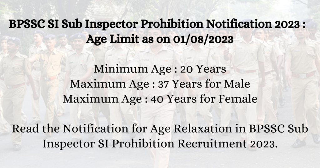 BPSSC SI Sub Inspector Prohibition Notification 2023