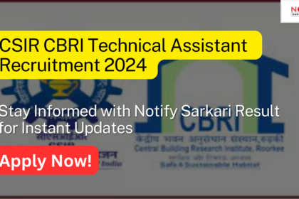 CBRI Technical Assistant Recruitment 2024