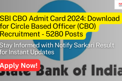 SBI CBO Admit Card 2024