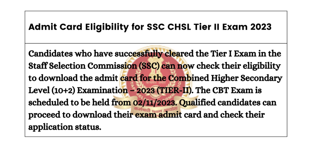 SSC CHSL Tier 2 Admit Card 2023