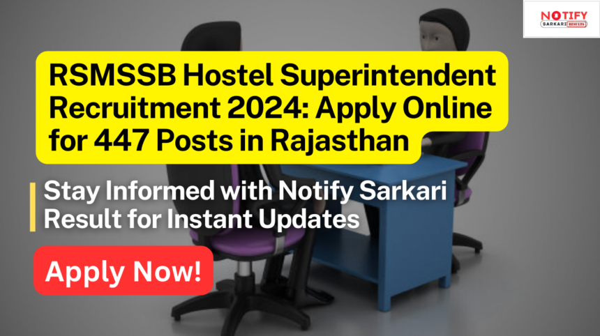 RSMSSB Hostel Superintendent Recruitment 2024